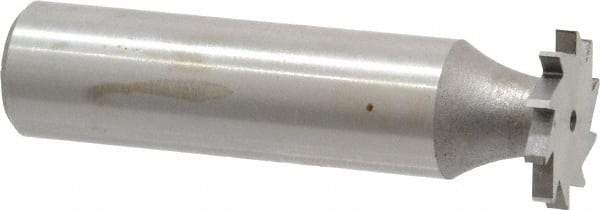 Made in USA - 5/8" Diam x 5/64" Face Width, High Speed Steel, 12 Teeth, Shank Connection Woodruff Keyseat Cutter - Uncoated, 2-3/32" OAL x 1/2" Shank, Straight Teeth - Apex Tool & Supply