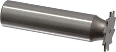 Made in USA - 3/4" Diam x 1/32" Face Width, High Speed Steel, 14 Teeth, Shank Connection Woodruff Keyseat Cutter - Uncoated, 2-1/8" OAL x 1/2" Shank, Straight Teeth - Apex Tool & Supply