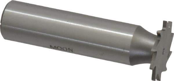 Made in USA - 3/4" Diam x 3/64" Face Width, High Speed Steel, 14 Teeth, Shank Connection Woodruff Keyseat Cutter - Uncoated, 2-1/8" OAL x 1/2" Shank, Straight Teeth - Apex Tool & Supply