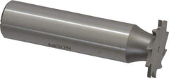 Made in USA - 3/4" Diam x 3/64" Face Width, High Speed Steel, 14 Teeth, Shank Connection Woodruff Keyseat Cutter - Uncoated, 2-1/8" OAL x 1/2" Shank, Straight Teeth - Apex Tool & Supply