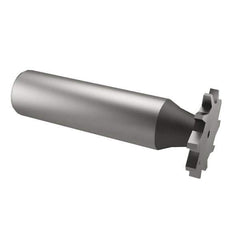 Made in USA - 3/4" Diam x 1/16" Face Width, High Speed Steel, 14 Teeth, Shank Connection Woodruff Keyseat Cutter - Uncoated, 2-1/8" OAL x 1/2" Shank, Straight Teeth - Apex Tool & Supply