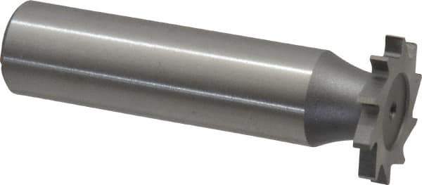 Made in USA - 3/4" Diam x 3/32" Face Width, High Speed Steel, 14 Teeth, Shank Connection Woodruff Keyseat Cutter - Uncoated, 2-1/8" OAL x 1/2" Shank, Straight Teeth - Apex Tool & Supply