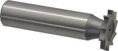Made in USA - 3/4" Diam x 3/32" Face Width, High Speed Steel, 14 Teeth, Shank Connection Woodruff Keyseat Cutter - Uncoated, 2-1/8" OAL x 1/2" Shank, Straight Teeth - Apex Tool & Supply