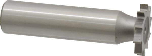 Made in USA - 3/4" Diam x 7/64" Face Width, High Speed Steel, 14 Teeth, Shank Connection Woodruff Keyseat Cutter - Uncoated, 2-1/8" OAL x 1/2" Shank, Straight Teeth - Apex Tool & Supply