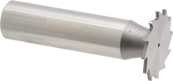 Made in USA - 7/8" Diam x 3/64" Face Width, High Speed Steel, 14 Teeth, Shank Connection Woodruff Keyseat Cutter - Uncoated, 2-5/32" OAL x 1/2" Shank, Straight Teeth - Apex Tool & Supply