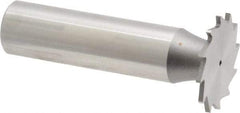 Made in USA - 7/8" Diam x 3/64" Face Width, High Speed Steel, 14 Teeth, Shank Connection Woodruff Keyseat Cutter - Uncoated, 2-5/32" OAL x 1/2" Shank, Straight Teeth - Apex Tool & Supply