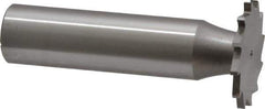 Made in USA - 7/8" Diam x 1/16" Face Width, High Speed Steel, 14 Teeth, Shank Connection Woodruff Keyseat Cutter - Uncoated, 2-5/32" OAL x 1/2" Shank, Straight Teeth - Apex Tool & Supply
