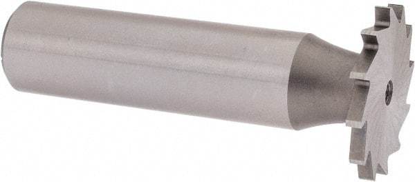 Made in USA - 7/8" Diam x 5/64" Face Width, High Speed Steel, 14 Teeth, Shank Connection Woodruff Keyseat Cutter - Uncoated, 2-5/32" OAL x 1/2" Shank, Straight Teeth - Apex Tool & Supply