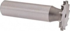 Made in USA - 7/8" Diam x 5/64" Face Width, High Speed Steel, 14 Teeth, Shank Connection Woodruff Keyseat Cutter - Uncoated, 2-5/32" OAL x 1/2" Shank, Straight Teeth - Apex Tool & Supply