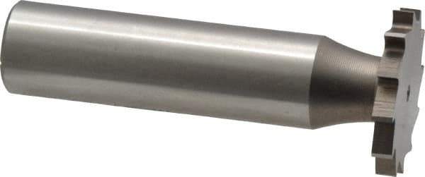 Made in USA - 7/8" Diam x 7/64" Face Width, High Speed Steel, 14 Teeth, Shank Connection Woodruff Keyseat Cutter - Uncoated, 2-5/32" OAL x 1/2" Shank, Straight Teeth - Apex Tool & Supply