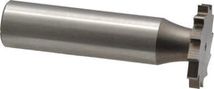 Made in USA - 7/8" Diam x 7/64" Face Width, High Speed Steel, 14 Teeth, Shank Connection Woodruff Keyseat Cutter - Uncoated, 2-5/32" OAL x 1/2" Shank, Straight Teeth - Apex Tool & Supply