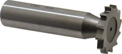 Made in USA - 7/8" Diam x 1/8" Face Width, High Speed Steel, 14 Teeth, Shank Connection Woodruff Keyseat Cutter - Uncoated, 2-5/32" OAL x 1/2" Shank, Straight Teeth - Apex Tool & Supply