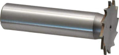 Made in USA - 1" Diam x 3/64" Face Width, High Speed Steel, 16 Teeth, Shank Connection Woodruff Keyseat Cutter - Uncoated, 2-3/16" OAL x 1/2" Shank, Straight Teeth - Apex Tool & Supply