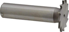 Made in USA - 1" Diam x 1/16" Face Width, High Speed Steel, 16 Teeth, Shank Connection Woodruff Keyseat Cutter - Uncoated, 2-3/16" OAL x 1/2" Shank, Straight Teeth - Apex Tool & Supply