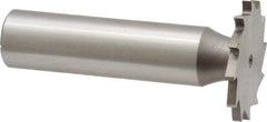 Made in USA - 1" Diam x 5/64" Face Width, High Speed Steel, 12 Teeth, Shank Connection Woodruff Keyseat Cutter - Uncoated, 2-3/16" OAL x 1/2" Shank, Straight Teeth - Apex Tool & Supply