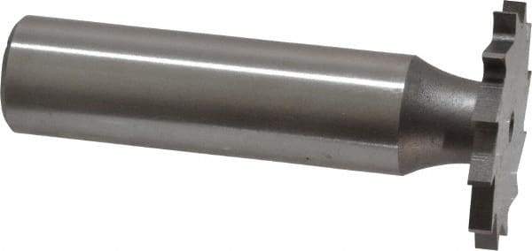 Made in USA - 1" Diam x 3/32" Face Width, High Speed Steel, 16 Teeth, Shank Connection Woodruff Keyseat Cutter - Uncoated, 2-3/16" OAL x 1/2" Shank, Straight Teeth - Apex Tool & Supply