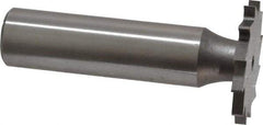 Made in USA - 1" Diam x 3/32" Face Width, High Speed Steel, 16 Teeth, Shank Connection Woodruff Keyseat Cutter - Uncoated, 2-3/16" OAL x 1/2" Shank, Straight Teeth - Apex Tool & Supply