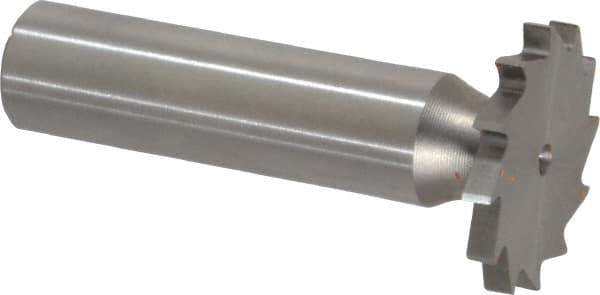 Made in USA - 1" Diam x 7/64" Face Width, High Speed Steel, 16 Teeth, Shank Connection Woodruff Keyseat Cutter - Uncoated, 2-3/16" OAL x 1/2" Shank, Straight Teeth - Apex Tool & Supply