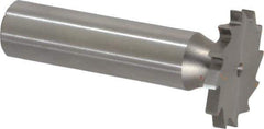 Made in USA - 1" Diam x 7/64" Face Width, High Speed Steel, 16 Teeth, Shank Connection Woodruff Keyseat Cutter - Uncoated, 2-3/16" OAL x 1/2" Shank, Straight Teeth - Apex Tool & Supply