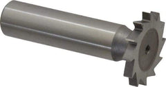 Made in USA - 1" Diam x 1/8" Face Width, High Speed Steel, 16 Teeth, Shank Connection Woodruff Keyseat Cutter - Uncoated, 2-3/16" OAL x 1/2" Shank, Straight Teeth - Apex Tool & Supply