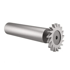 Made in USA - 1" Diam x 9/64" Face Width, High Speed Steel, 16 Teeth, Shank Connection Woodruff Keyseat Cutter - Uncoated, 2-3/16" OAL x 1/2" Shank, Straight Teeth - Apex Tool & Supply
