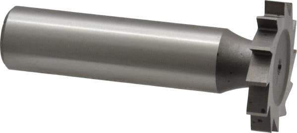 Made in USA - 1" Diam x 5/32" Face Width, High Speed Steel, 16 Teeth, Shank Connection Woodruff Keyseat Cutter - Uncoated, 2-3/16" OAL x 1/2" Shank, Straight Teeth - Apex Tool & Supply