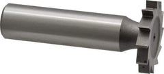 Made in USA - 1" Diam x 5/32" Face Width, High Speed Steel, 16 Teeth, Shank Connection Woodruff Keyseat Cutter - Uncoated, 2-3/16" OAL x 1/2" Shank, Straight Teeth - Apex Tool & Supply