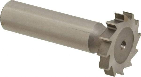 Made in USA - 1" Diam x 11/64" Face Width, High Speed Steel, 16 Teeth, Shank Connection Woodruff Keyseat Cutter - Uncoated, 2-3/16" OAL x 1/2" Shank, Straight Teeth - Apex Tool & Supply
