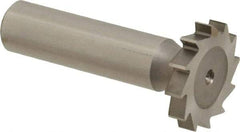 Made in USA - 1" Diam x 11/64" Face Width, High Speed Steel, 16 Teeth, Shank Connection Woodruff Keyseat Cutter - Uncoated, 2-3/16" OAL x 1/2" Shank, Straight Teeth - Apex Tool & Supply