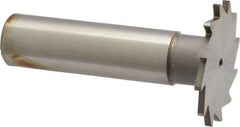Made in USA - 1-1/8" Diam x 1/16" Face Width, High Speed Steel, 16 Teeth, Shank Connection Woodruff Keyseat Cutter - Uncoated, 2-3/16" OAL x 1/2" Shank, Straight Teeth - Apex Tool & Supply