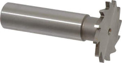Made in USA - 1-1/8" Diam x 5/64" Face Width, High Speed Steel, 16 Teeth, Shank Connection Woodruff Keyseat Cutter - Uncoated, 2-3/16" OAL x 1/2" Shank, Straight Teeth - Apex Tool & Supply