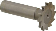 Made in USA - 1-1/8" Diam x 7/64" Face Width, High Speed Steel, 16 Teeth, Shank Connection Woodruff Keyseat Cutter - Uncoated, 2-3/16" OAL x 1/2" Shank, Straight Teeth - Apex Tool & Supply