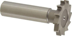 Made in USA - 1-1/8" Diam x 5/32" Face Width, High Speed Steel, 16 Teeth, Shank Connection Woodruff Keyseat Cutter - Uncoated, 2-3/16" OAL x 1/2" Shank, Straight Teeth - Apex Tool & Supply