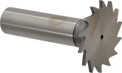Made in USA - 1-1/4" Diam x 1/16" Face Width, High Speed Steel, 18 Teeth, Shank Connection Woodruff Keyseat Cutter - Uncoated, 2-3/16" OAL x 1/2" Shank, Straight Teeth - Apex Tool & Supply
