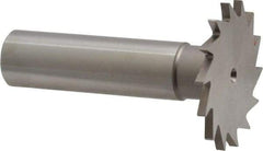 Made in USA - 1-1/4" Diam x 5/64" Face Width, High Speed Steel, 18 Teeth, Shank Connection Woodruff Keyseat Cutter - Uncoated, 2-3/16" OAL x 1/2" Shank, Straight Teeth - Apex Tool & Supply