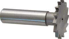 Made in USA - 1-1/4" Diam x 7/64" Face Width, High Speed Steel, 18 Teeth, Shank Connection Woodruff Keyseat Cutter - Uncoated, 2-3/16" OAL x 1/2" Shank, Straight Teeth - Apex Tool & Supply