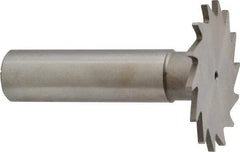Made in USA - 1-3/8" Diam x 1/16" Face Width, High Speed Steel, 18 Teeth, Shank Connection Woodruff Keyseat Cutter - Uncoated, 2-1/4" OAL x 1/2" Shank, Straight Teeth - Apex Tool & Supply