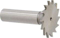Made in USA - 1-3/8" Diam x 5/64" Face Width, High Speed Steel, 18 Teeth, Shank Connection Woodruff Keyseat Cutter - Uncoated, 2-1/4" OAL x 1/2" Shank, Straight Teeth - Apex Tool & Supply