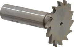 Made in USA - 1-3/8" Diam x 7/64" Face Width, High Speed Steel, 14 Teeth, Shank Connection Woodruff Keyseat Cutter - Uncoated, 2-1/4" OAL x 1/2" Shank, Straight Teeth - Apex Tool & Supply