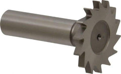 Made in USA - 1-3/8" Diam x 9/64" Face Width, High Speed Steel, 18 Teeth, Shank Connection Woodruff Keyseat Cutter - Uncoated, 2-1/4" OAL x 1/2" Shank, Straight Teeth - Apex Tool & Supply