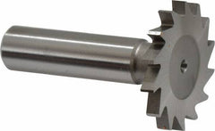 Made in USA - 1-3/8" Diam x 5/32" Face Width, High Speed Steel, 18 Teeth, Shank Connection Woodruff Keyseat Cutter - Uncoated, 2-1/4" OAL x 1/2" Shank, Straight Teeth - Apex Tool & Supply