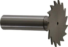 Made in USA - 1-1/2" Diam x 3/64" Face Width, High Speed Steel, 20 Teeth, Shank Connection Woodruff Keyseat Cutter - Uncoated, 2-1/4" OAL x 1/2" Shank, Straight Teeth - Apex Tool & Supply