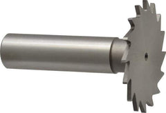 Made in USA - 1-1/2" Diam x 1/16" Face Width, High Speed Steel, 20 Teeth, Shank Connection Woodruff Keyseat Cutter - Uncoated, 2-1/4" OAL x 1/2" Shank, Straight Teeth - Apex Tool & Supply