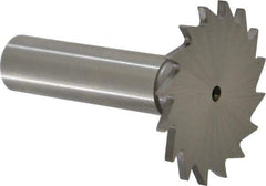 Made in USA - 1-1/2" Diam x 5/64" Face Width, High Speed Steel, 20 Teeth, Shank Connection Woodruff Keyseat Cutter - Uncoated, 2-1/4" OAL x 1/2" Shank, Straight Teeth - Apex Tool & Supply