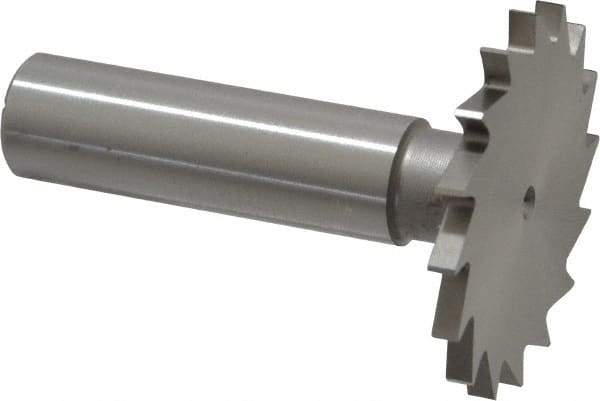 Made in USA - 1-1/2" Diam x 7/64" Face Width, High Speed Steel, 20 Teeth, Shank Connection Woodruff Keyseat Cutter - Uncoated, 2-1/4" OAL x 1/2" Shank, Straight Teeth - Apex Tool & Supply