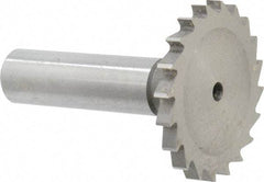 Made in USA - 1-1/2" Diam x 9/64" Face Width, High Speed Steel, 20 Teeth, Shank Connection Woodruff Keyseat Cutter - Uncoated, 2-1/4" OAL x 1/2" Shank, Straight Teeth - Apex Tool & Supply