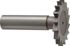 Made in USA - 1-1/2" Diam x 5/32" Face Width, High Speed Steel, 20 Teeth, Shank Connection Woodruff Keyseat Cutter - Uncoated, 2-1/4" OAL x 1/2" Shank, Straight Teeth - Apex Tool & Supply