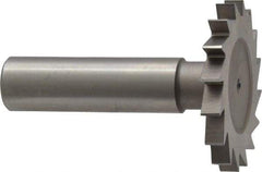 Made in USA - 1-1/2" Diam x 11/64" Face Width, High Speed Steel, 20 Teeth, Shank Connection Woodruff Keyseat Cutter - Uncoated, 2-1/4" OAL x 1/2" Shank, Straight Teeth - Apex Tool & Supply
