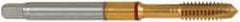 Guhring - M18x1.50 Metric Fine, 4 Flute, TiN Finish, Powdered Metal Spiral Point Tap - Plug Chamfer, Right Hand Thread, 100mm OAL, 0.542" Shank Diam, 6H Class of Fit, Series 4123 - Exact Industrial Supply