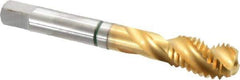 Guhring - 1/2-13 UNC 3 Flute 2B Modified Bottoming Spiral Flute Tap - Cobalt, TiN Finish, 3.381" OAL, Right Hand Flute, Right Hand Thread - Apex Tool & Supply